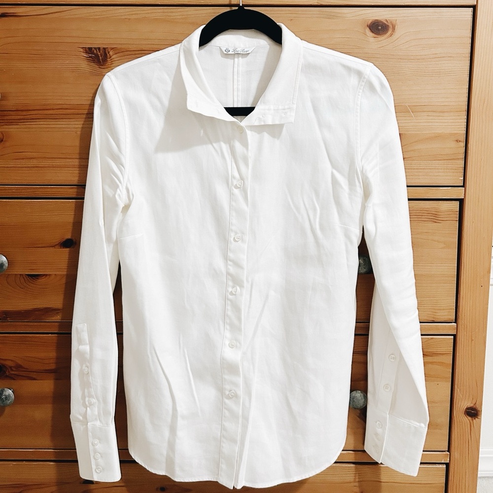 Loro Piana White Long-Sleeve Button Down